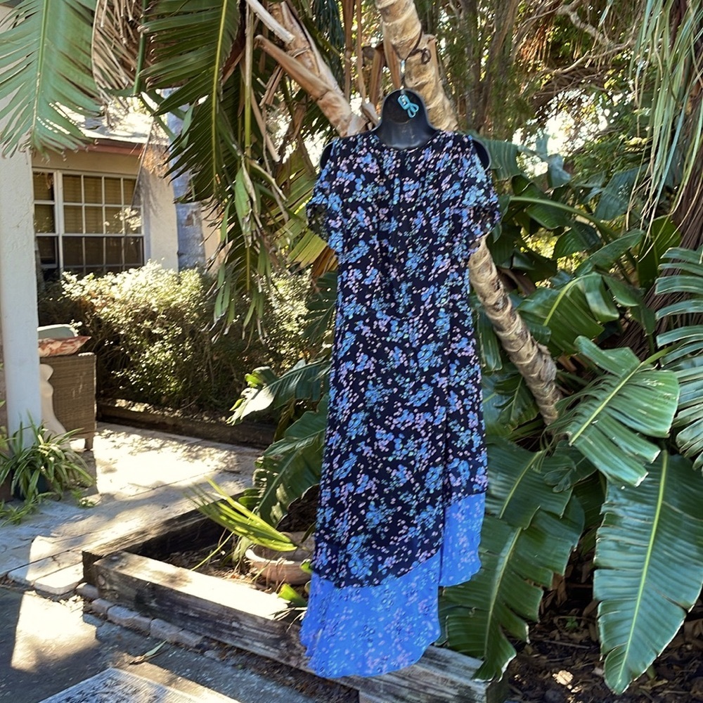 nanette Lepore, dark floral silk asymmetric dress - Picture 5 of 8